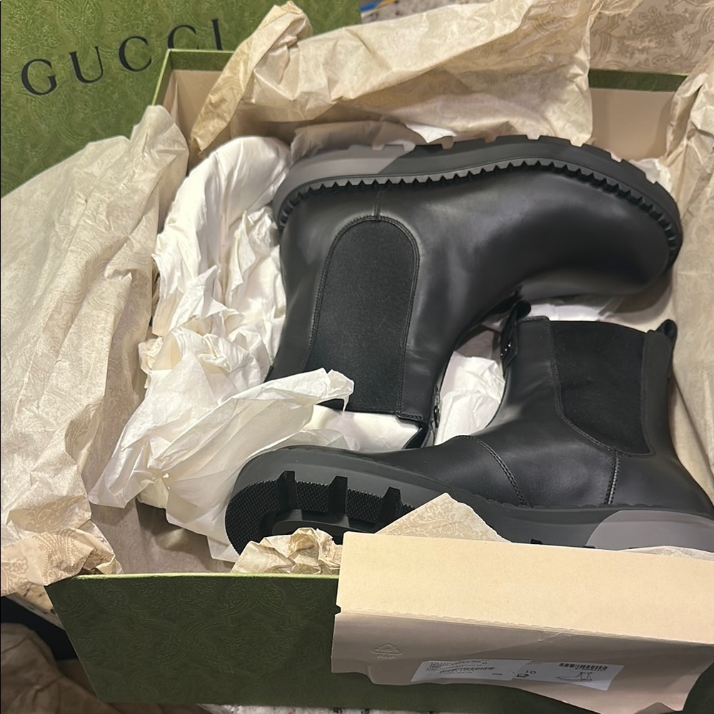 Gucci Brand New Black Leather Ankle Boots